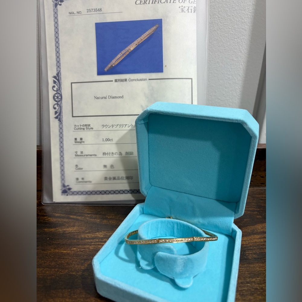 K18 18K Real Gold Japan Bracelet with natural diamonds and CERT